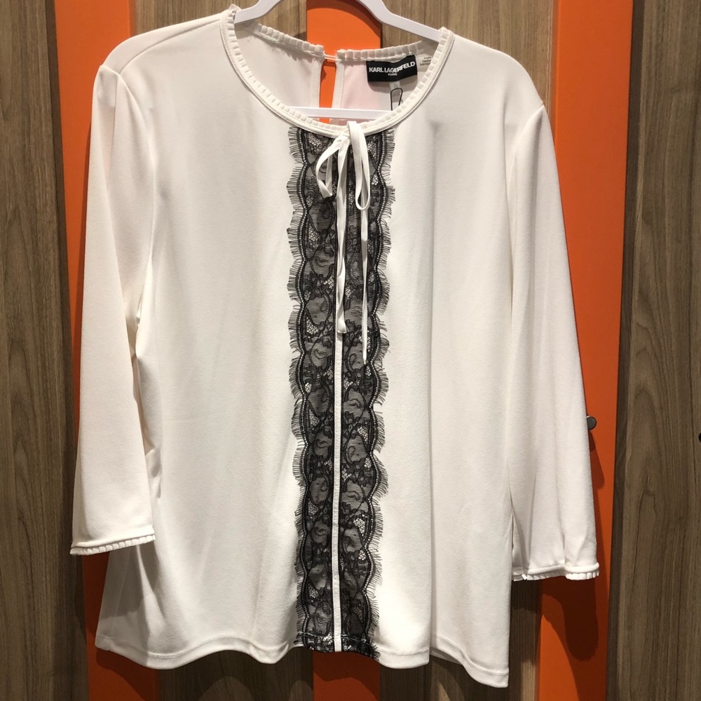 NWT White Karl Lagerfeld Paris Long Sleeve XL